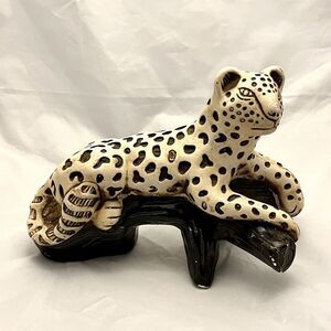 MCM Chalkware/Plaster Large Leopard Table Figure Statue Made in Mexico
